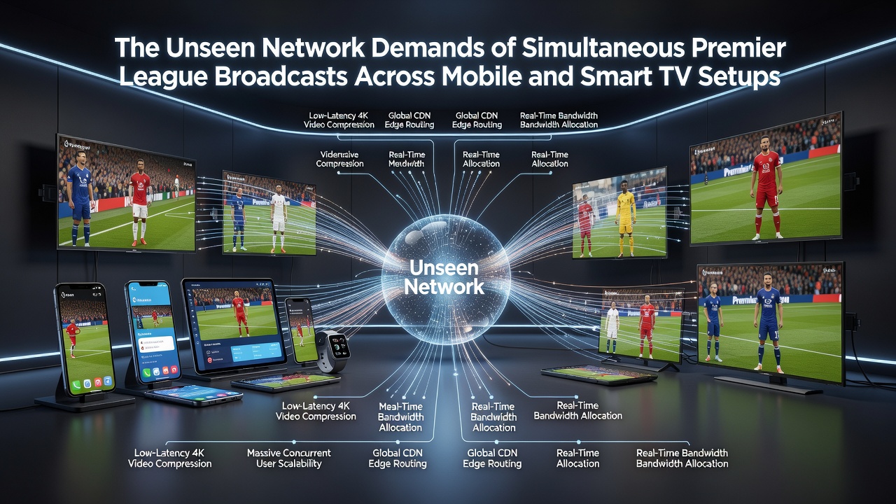 Graph illustrating bandwidth usage spikes during concurrent Premier League match streams